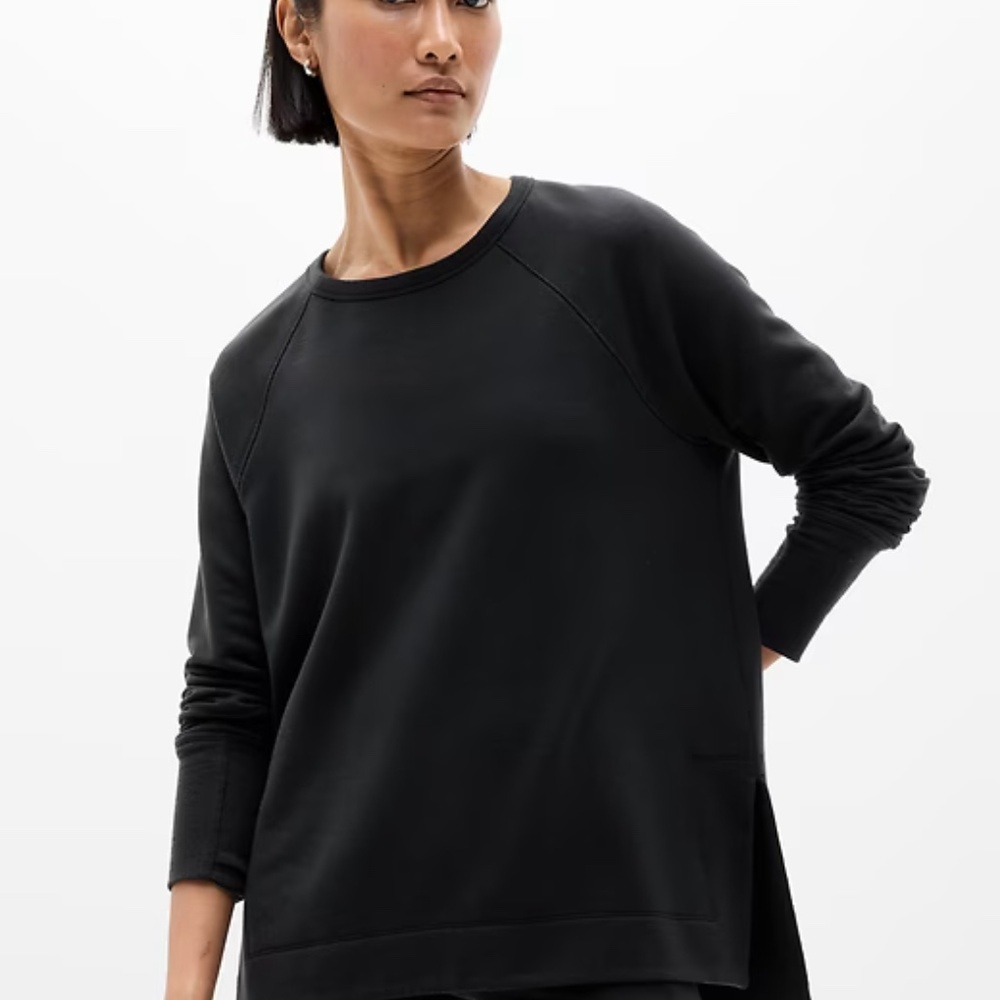 Athleta Women's Coaster Luxe Recover Sweatshirt - Black - Small Tall